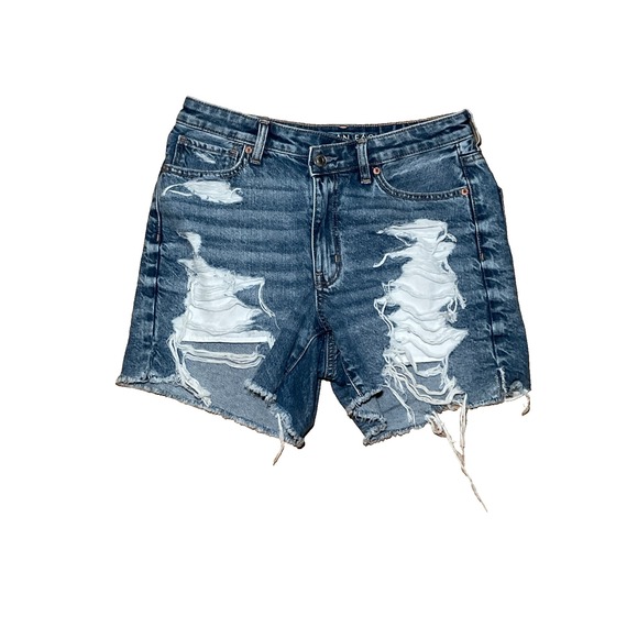 American Eagle Highest Rise Baggy‎ Distressed Cutoff Jean Shorts - 6 - Picture 1 of 5